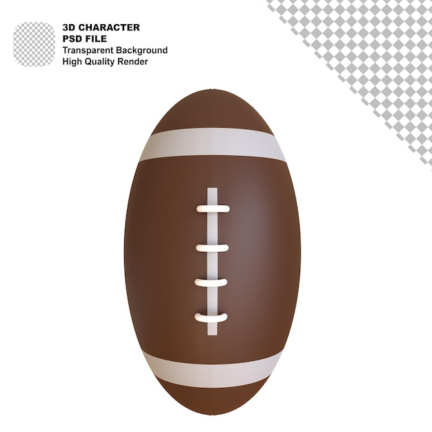 PSD 3d render illustration of american football