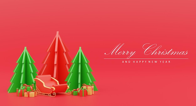 3d render illustration background christmas tree