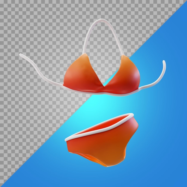 Illustrazione di rendering 3d bikini con triangolo superiore e mutandine semplici