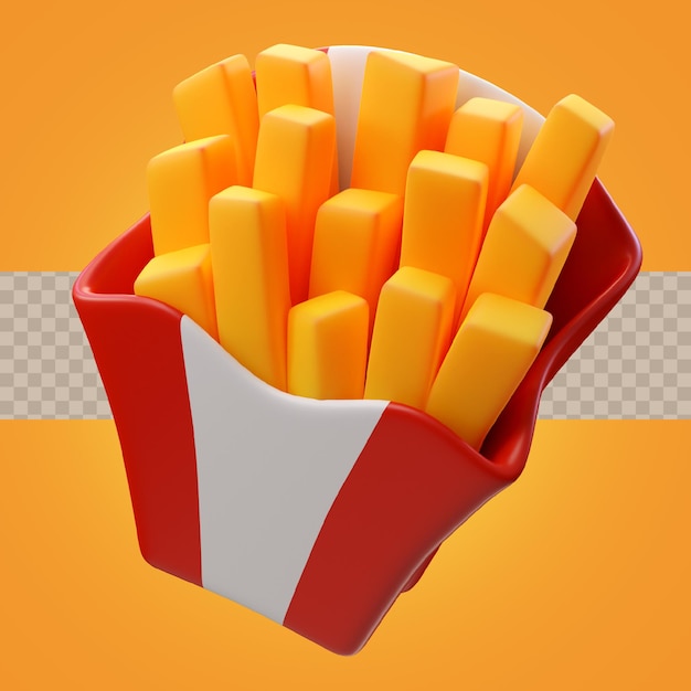 PSD 3d render illustration scatola di patatine fritte