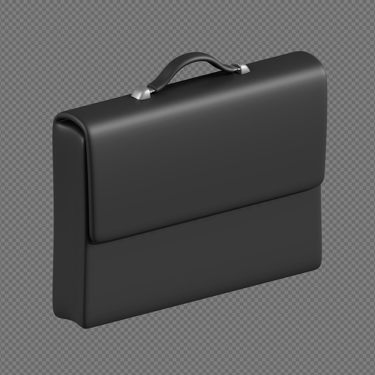PSD 3d render illustration of briefcase with transparent background