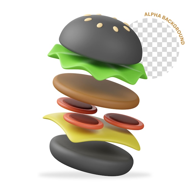 3d 렌더링 그림 햄버거 아이콘