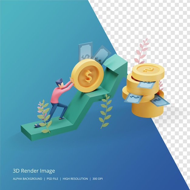 3d render illustration of business investment concept