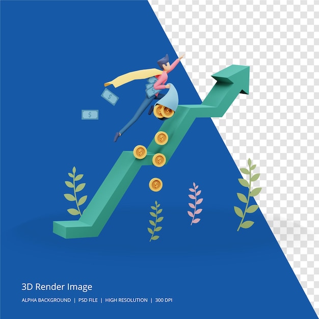 3D визуализация иллюстрации бизнес-инвестиционной концепции