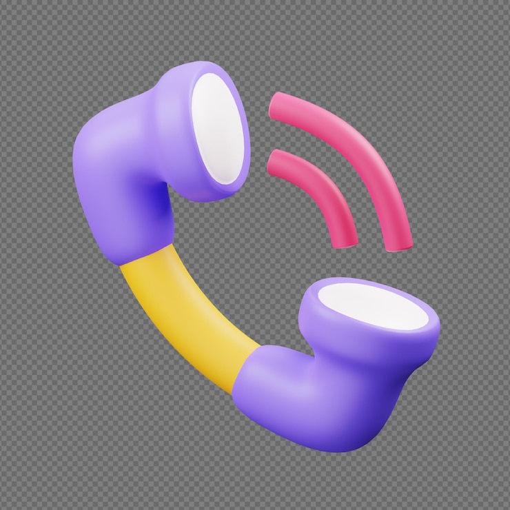 PSD 3d render illustration of call phone with transparent background