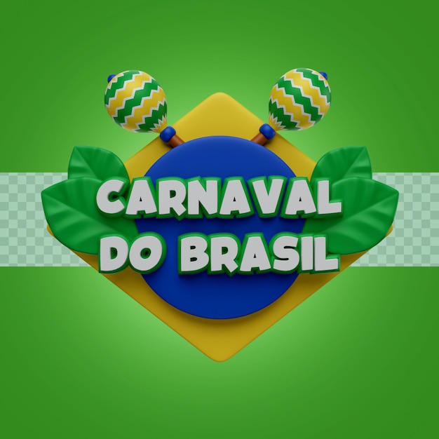 PSD 3d render illustration carnaval do brasil текст с орнаментом