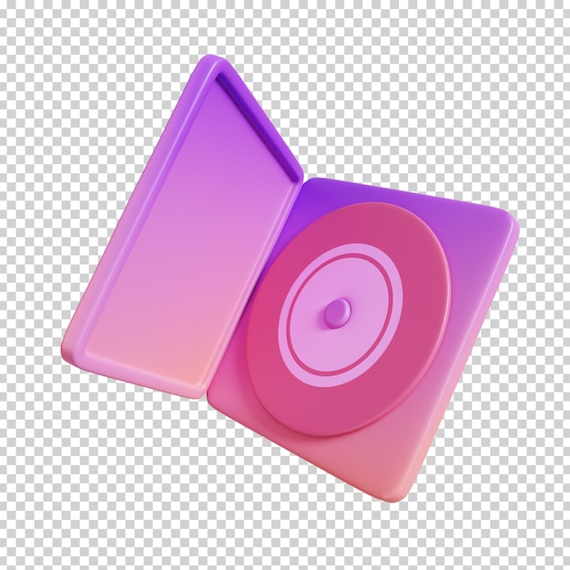 3D Render Illustration of CD with Cover isolated Music minimal icon