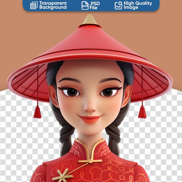 3d render illustration of chinese new year with a cute chinese woman avatar icon