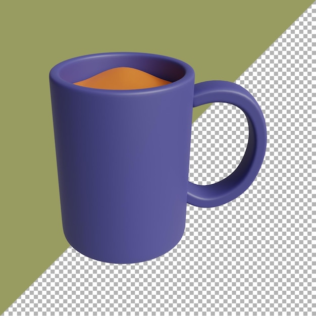 3D render illustration coffee in a mug cartoon