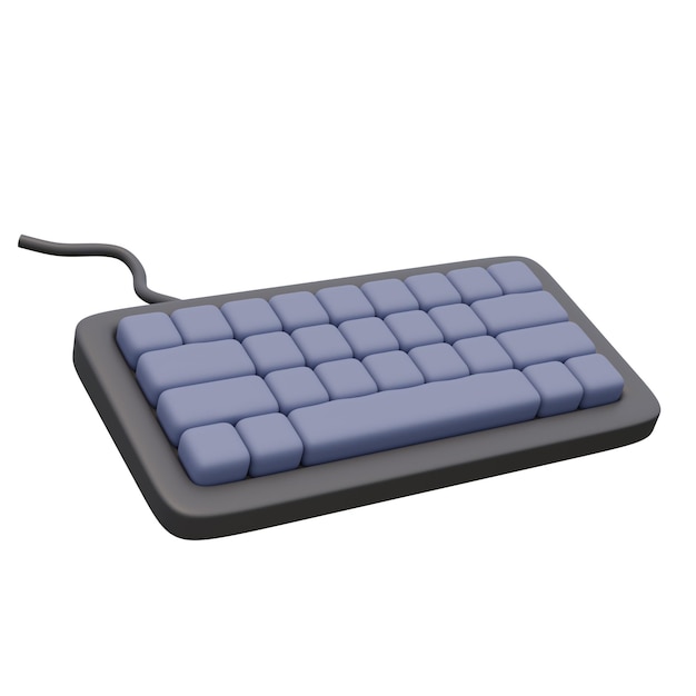 PSD 3d render illustration of computer keyboard with cable technology concept illustration for web or