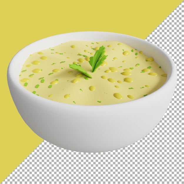 3d render illustration corn chowder in cartoon style