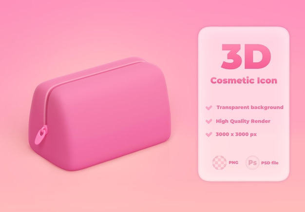 PSD 3d render illustration cosmetic bag