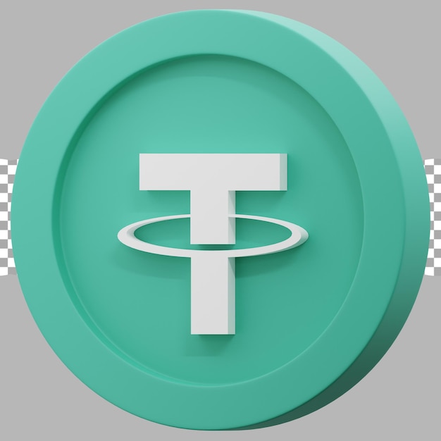 PSD 3d render illustration crypto logo tether