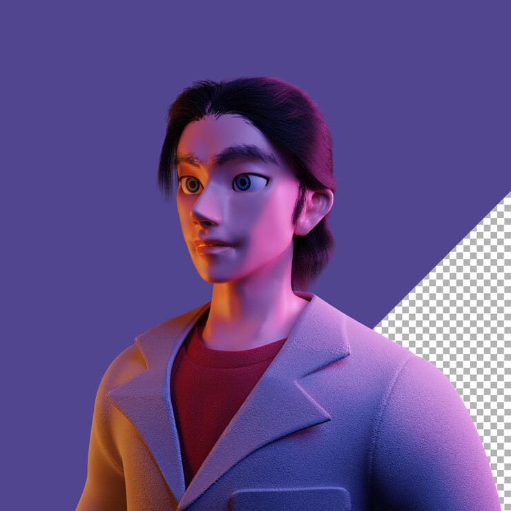 PSD 3d render illustration cyberpunk businessman cartoon