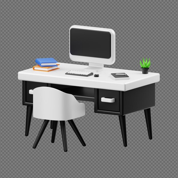 PSD 3d render illustration of desk