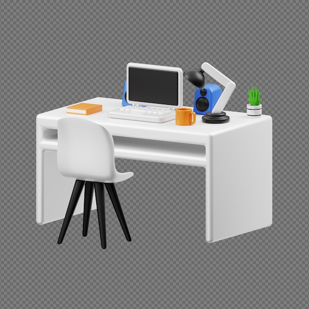 PSD 3d render illustration of desk