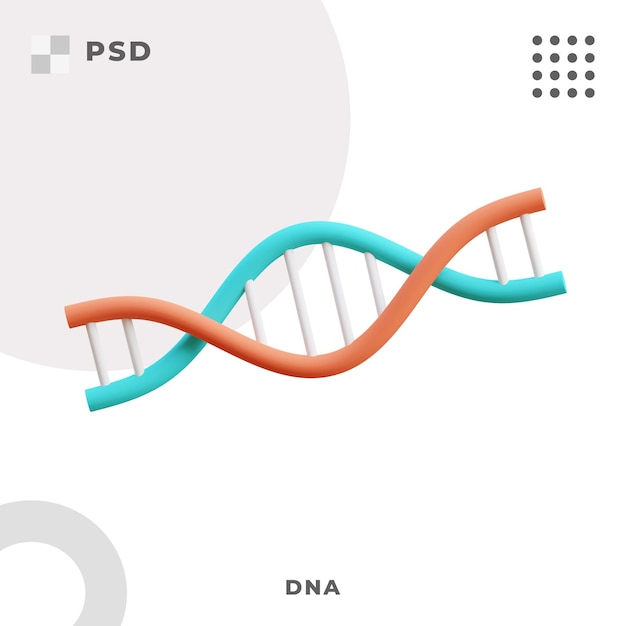 PSD 3d render illustration of dna