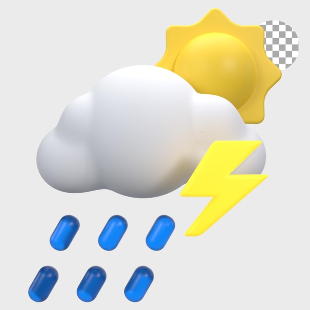 3d render illustration drizzling with thunder at the day