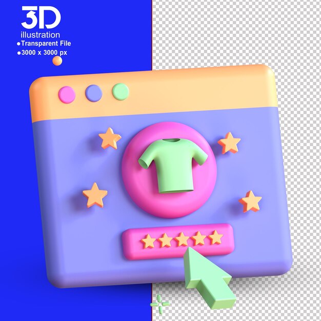 3d render illustration of ecommerce icon rating