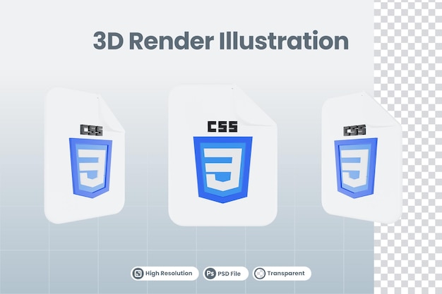 PSD 3d render illustration file format css icon isolated