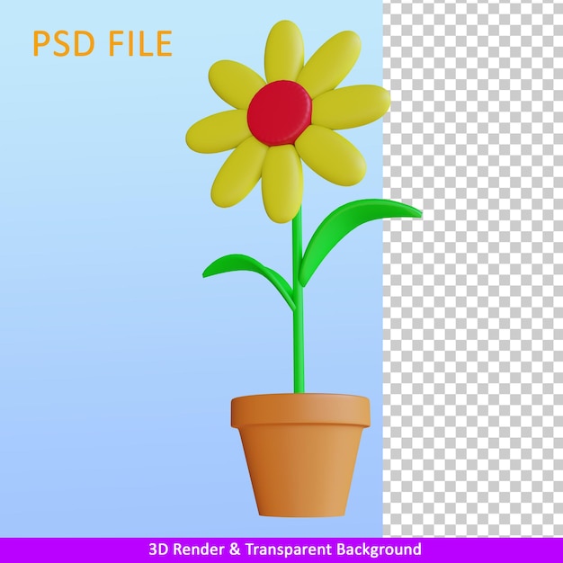 3d render illustrazione fiore