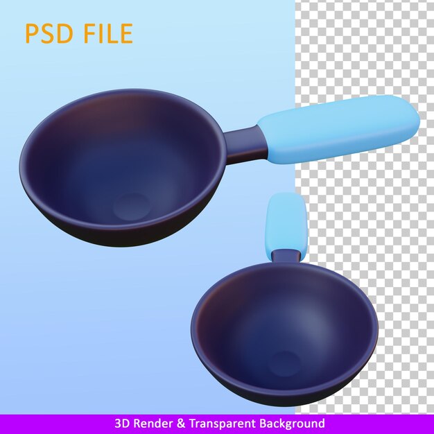 Illustrazione di rendering 3d padella