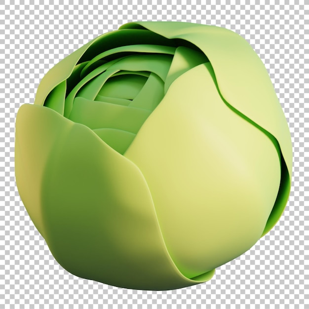 3d render illustration of green cabbage vegetable isolated psd