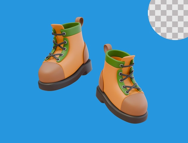 3D 渲染徒步鞋的插图 露营冒险的服装鞋 森林山地旅行