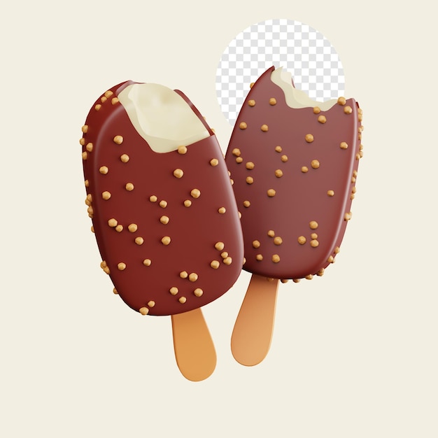 Illustrazione del rendering 3d icona isolata del bastoncino di gelato