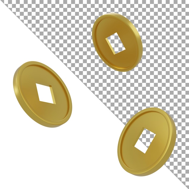 3d render illustration icon coin gold