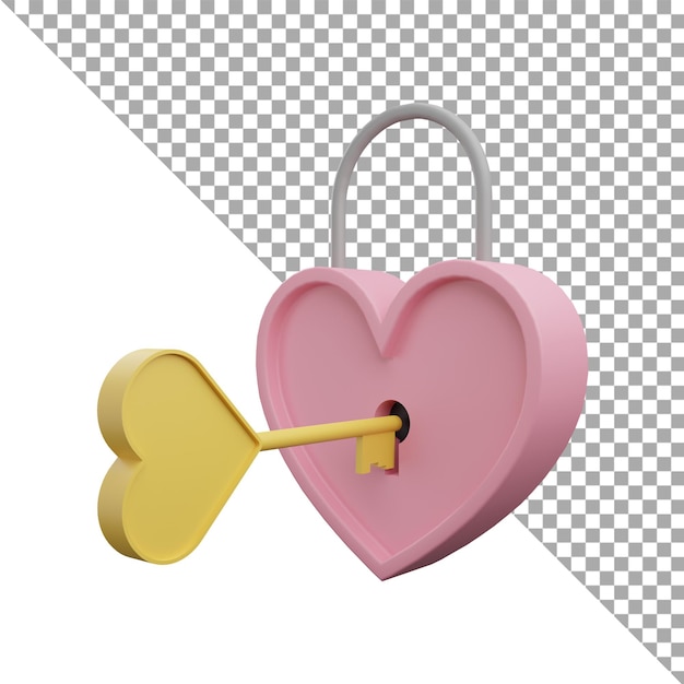 PSD 3d render illustration icon key love