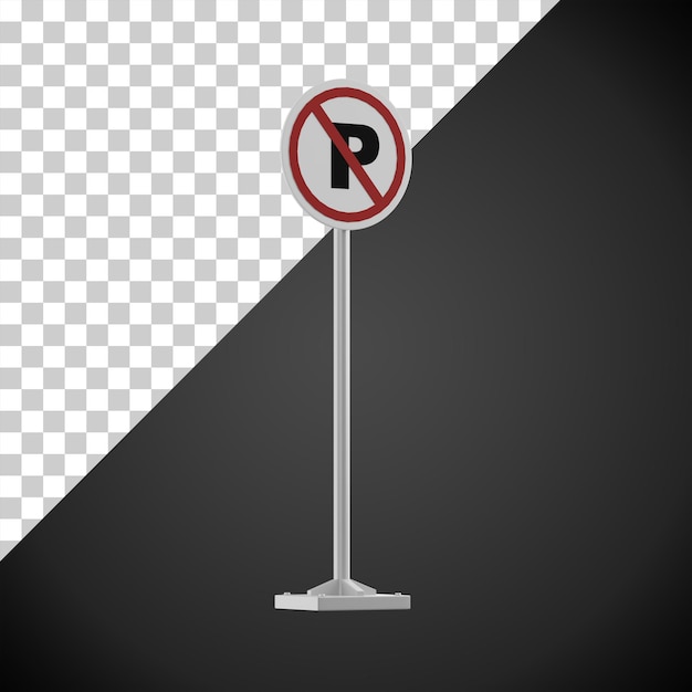 PSD 3d render illustration icon traffic sign no parking