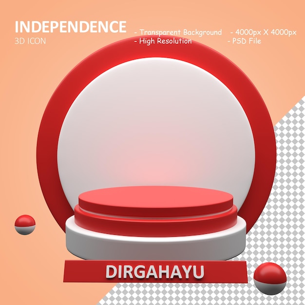 PSD 3d render illustration indonesia independence day stage