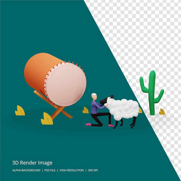 PSD 3d render illustrazione del concetto islamico