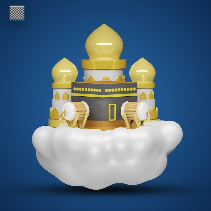 PSD 3d render illustration of islamic ramadan maulid icon lentra al quran