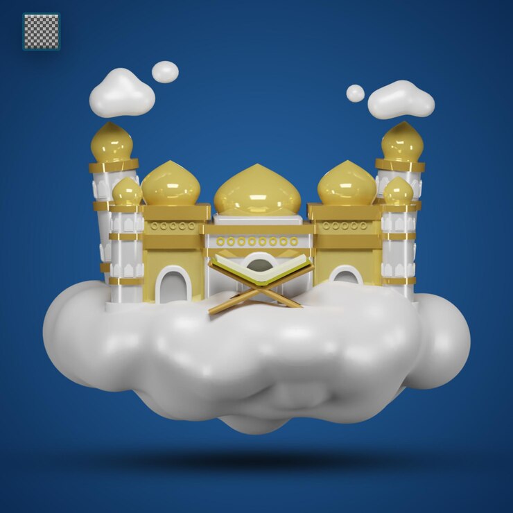 PSD 3d render illustration of islamic ramadan maulid icon moqsue