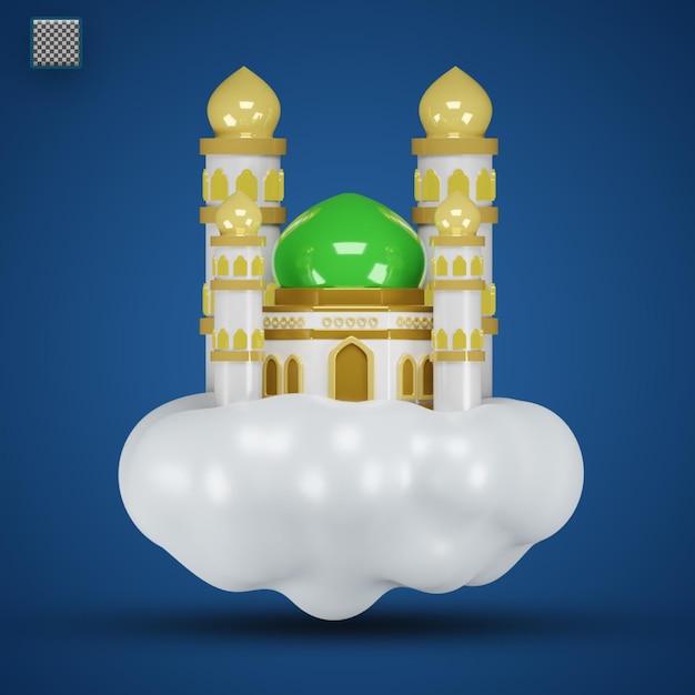 3d render illustration of islamic ramadan maulid icon mosque