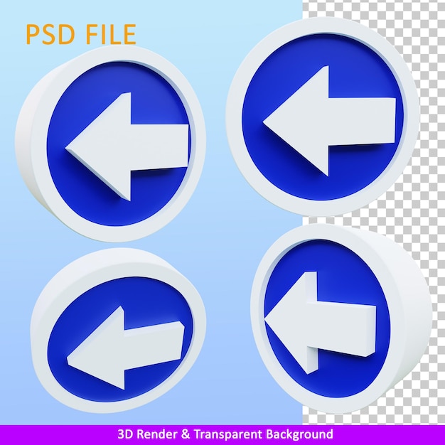 PSD 3d render illustration left direction sign