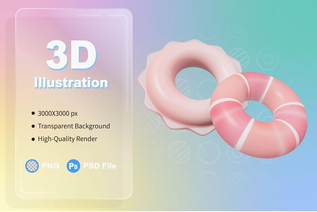 PSD 3 d レンダリング図救命浮輪