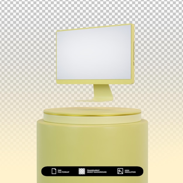 3d render illustration light gold device with podium