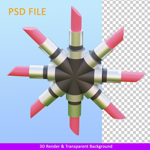 PSD 3dレンダリングイラストの口紅