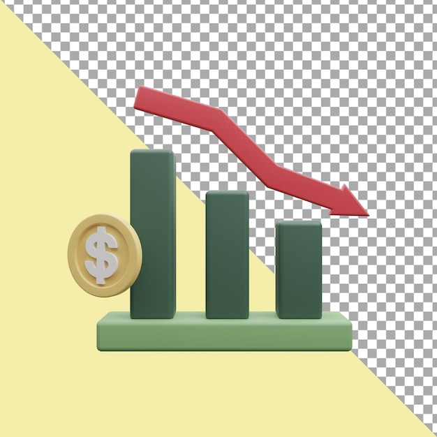 PSD 3d render illustration loss chart