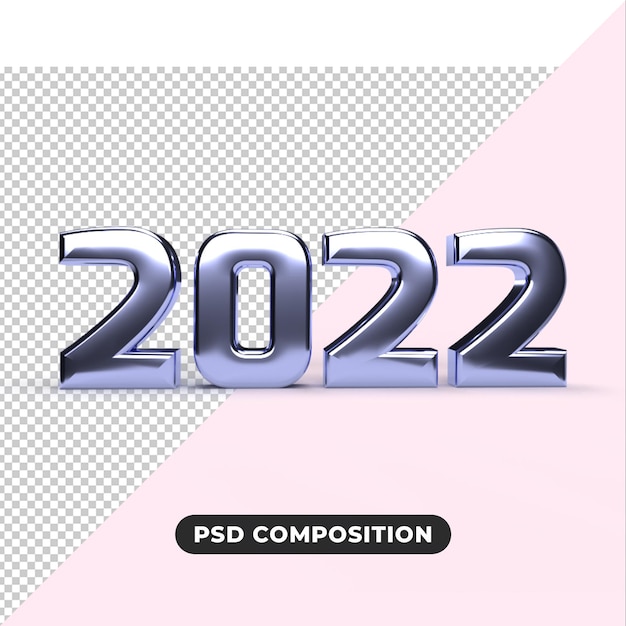 PSD 3dレンダリングイラストメタリック碑文2022