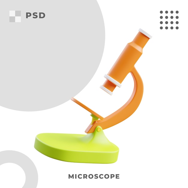 PSD 3d rende l'illustrazione del microscopio