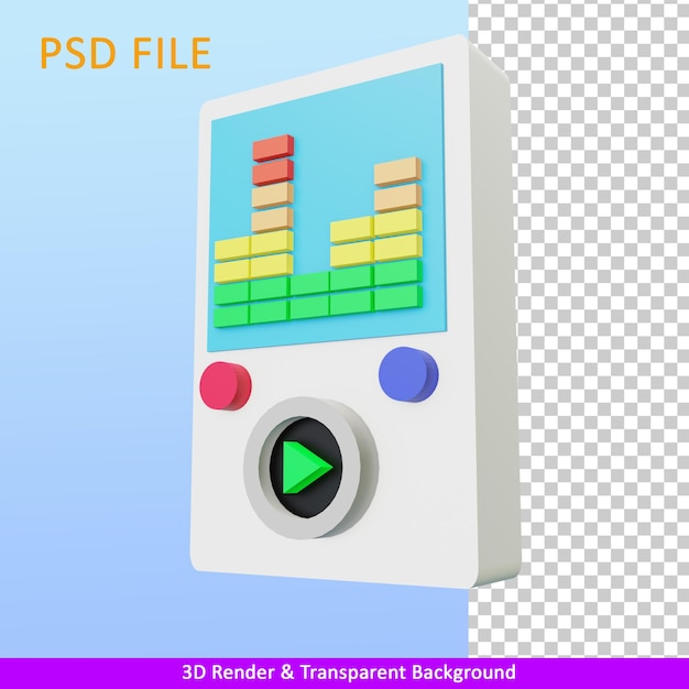 PSD 3d render illustration music player