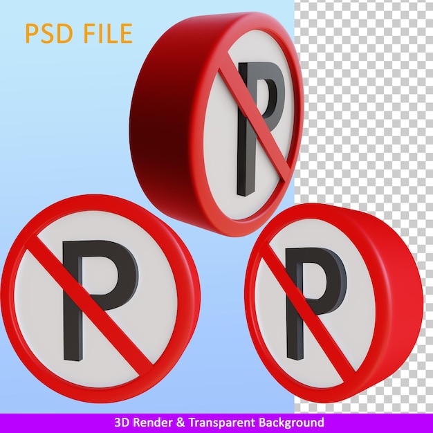 PSD 3d render illustration no parking