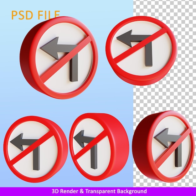 PSD illustrazione di rendering 3d senza svoltare a sinistra