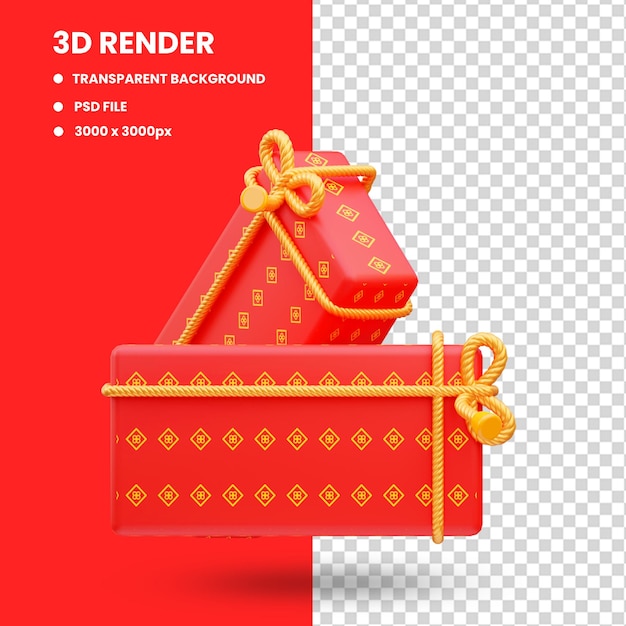 PSD 中国のギフト ボックス アイコン、旧正月の 3 d レンダリング図
