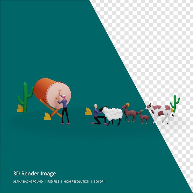 PSD 이슬람 개념의 3d 렌더링 그림