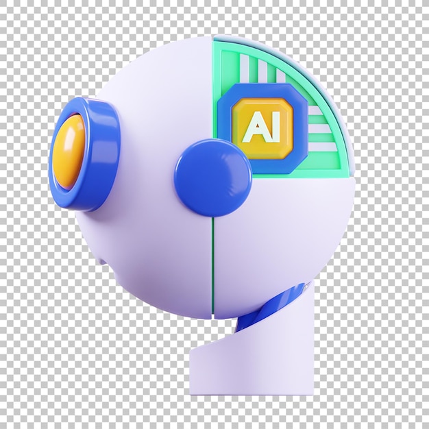 ロボット ヘッド コア脳分離プレミアム psd の 3 d レンダリング イラスト